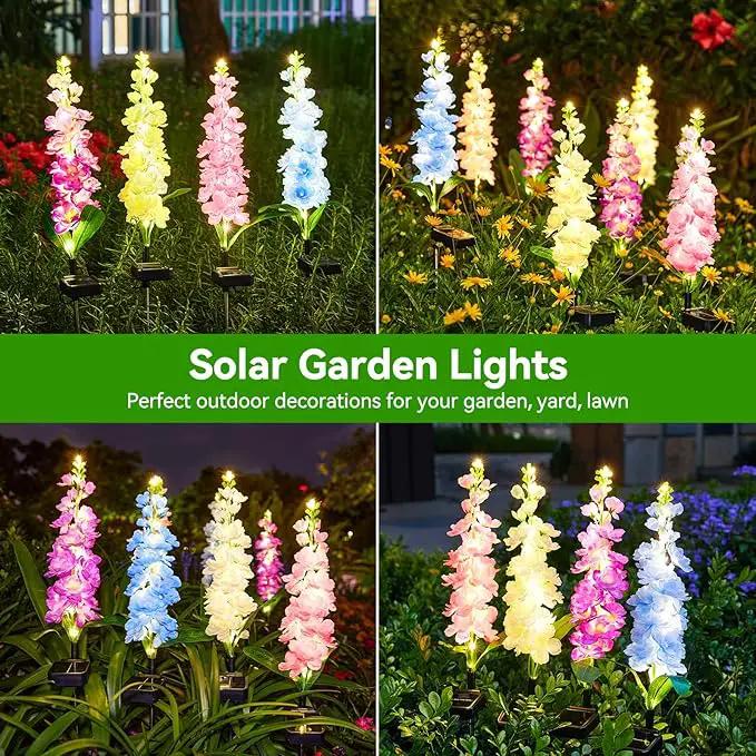 KOOPER Solar Lights Outdoor Garden Decor, 4 Pack Upgraded Delphinium Solar Garden Lights, 36 LEDs Garden Lights Solar Powered, Waterproof Solar Lights for Outside, Solar Flowers Lights for Yard Decor by GreenHaven Gardens