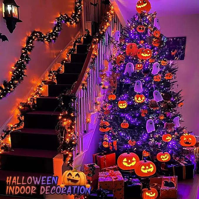 JMEXSUSS Halloween Decoration Lights, 200 LED Orange Purple Halloween Lights Clear Wire, 11 Modes Connectable Halloween String Lights Indoor Outdoor Plug in for Halloween Tree Decorations by GreenHaven Gardens