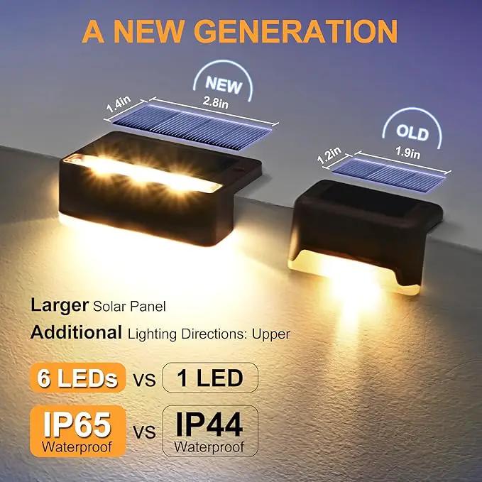 SOLPEX Solar Fence Lights, 6 LEDs Solar Lights Outdoor Waterproof Solar Powered for Deck, Stair, Front Porch, Balcony, Walkway, Garden, Yard, Patio, Pool Decor, IP65 Waterproof (16 Pack, Warm White) by GreenHaven Gardens