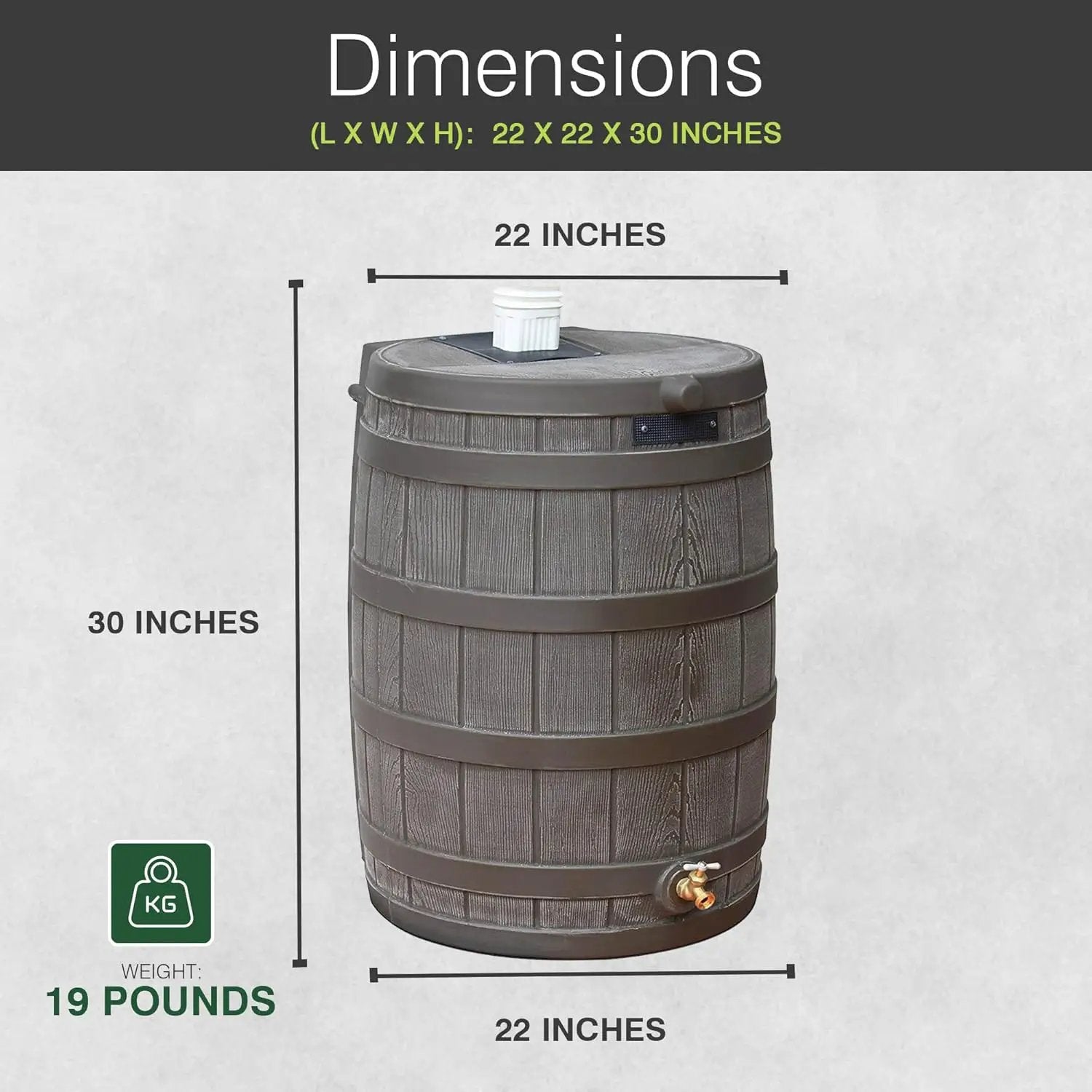 Good Ideas Rain Wizard 50 Gallon Plastic Outdoor Home Rain Barrel Water Storage Collector with Brass Spigot and Flat Back Design, Oak (4 Pack) by GreenHaven Gardens