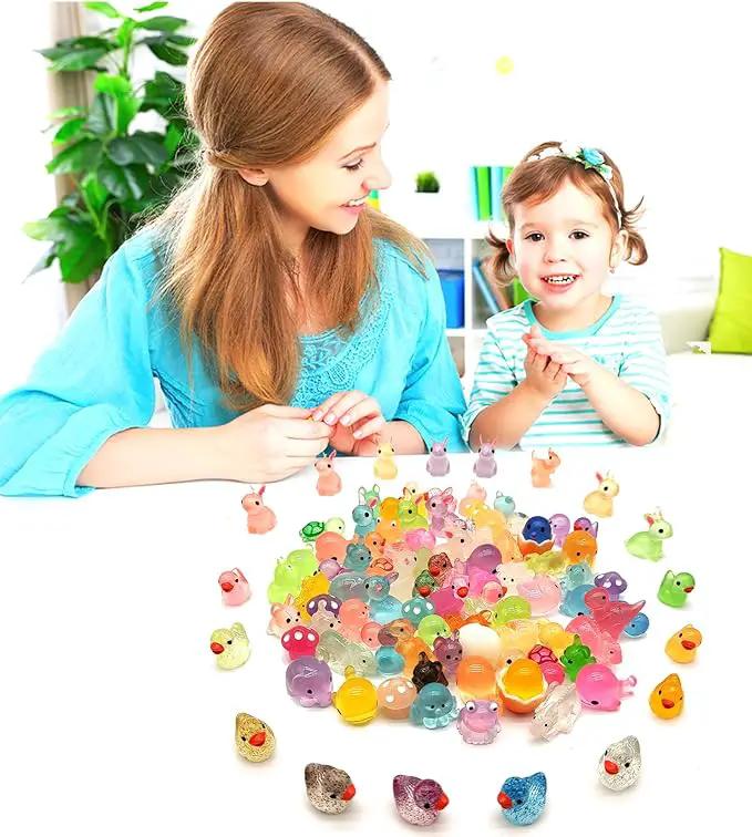 Mini Resin Animals Figures to Hide 100Packs Luminous Tiny ducks Dinosaurs Miniature Figurines Glow in The Dark for Fairy Garden Dollhouse Micro Landscape Aquarium Potted Party Favor Decor (100) by GreenHaven Gardens