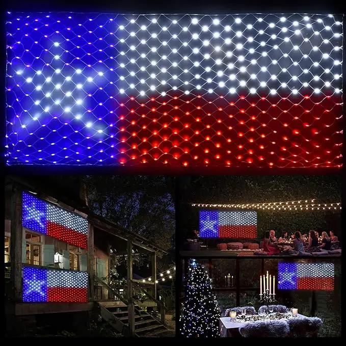 Texas Flag Net Lights Outdoor 3.3x6.6 FT - 384 LED Patriotic American Flag Decor with 8 Modes, Waterproof for 4th of July, Christmas, Yard, Porch, Parties by GreenHaven Gardens