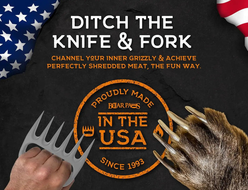 Bear Paws Meat Claws - The Original Meat Shredder Claws for Pulled Pork, USA Made - Easily Lift, Shred, Pull and Serve Pork, Chicken, Brisket and Turkey - Gift for Dad on Father's Day! (Gray) by GreenHaven Gardens