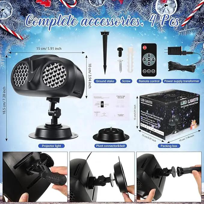 4 Pcs Christmas Snowflake Projector Lights Outdoor Waterproof Highlight Rotating LED Snow Lights with Remote Control for Xmas Holiday Party Garden Landscape Home Decoration by GreenHaven Gardens