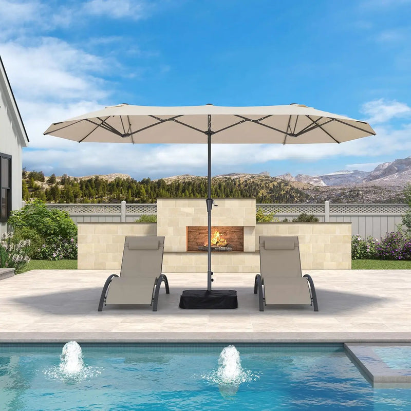 PURPLE LEAF 13ft Double-Sided Patio Umbrella with Base Included Market Rectangle Umbrella Outdoor Table Umbrella with Crank for Pool Garden Deck, Cream by GreenHaven Gardens