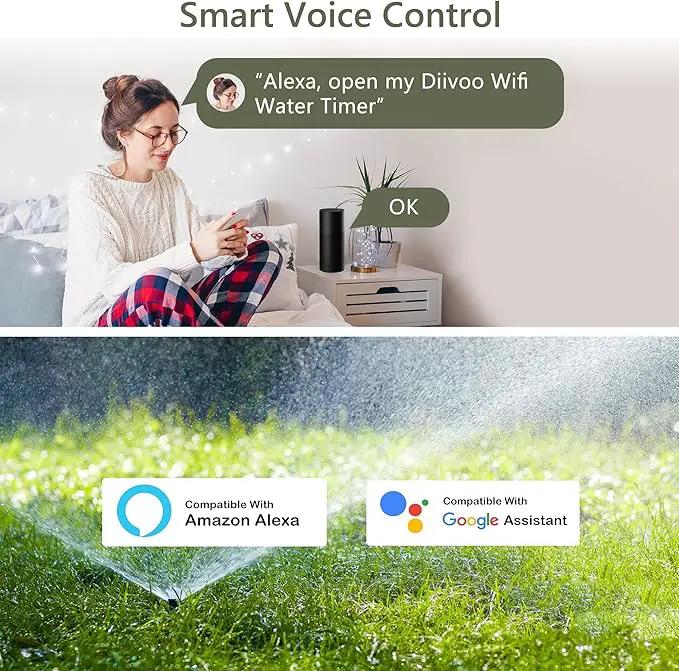 Diivoo Smart Water Timer 3 Zone, WiFi Sprinkler Hose Timer Compatible with Alexa and Google, Remote Control Irrigation Timer, Automatic Manual Watering, Rain Delay, for Garden, Lawns and Yards by GreenHaven Gardens