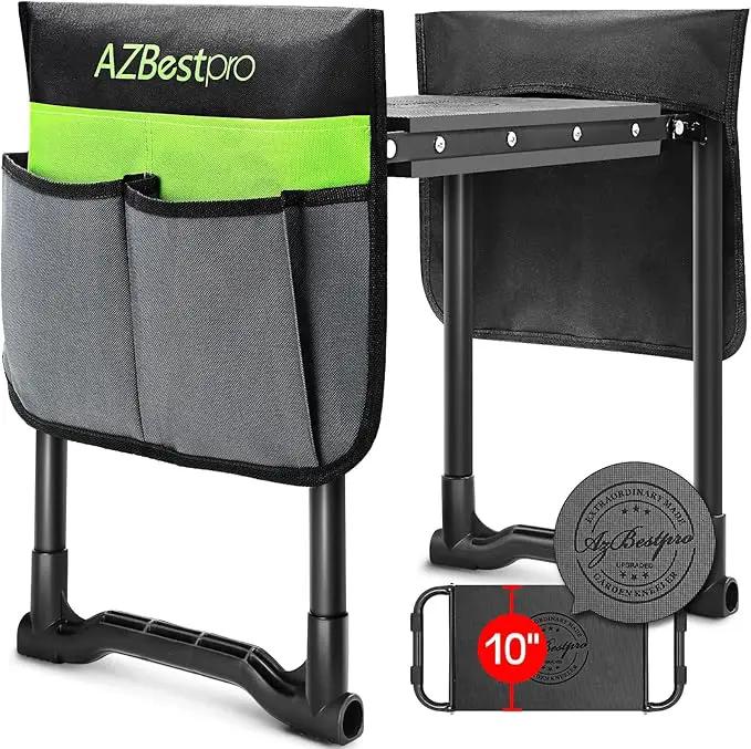 Garden Kneeler and Seat Heavy Duty, Upgraded Widened to 10" Stable Wear-Resistant Prevent Knee and Back Pain, Foldable Gardening Stool - Beautiful Logo high-end 2 Large Tool Bags Gift for Men by GreenHaven Gardens