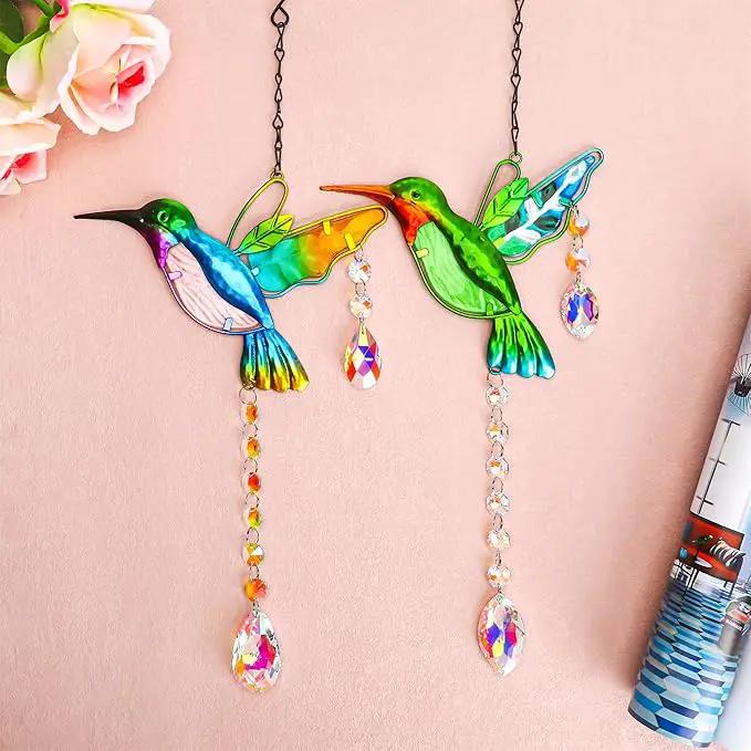 YU FENG 2PCS Hummingbird Suncatchers,Stained Glass Window Hanging Ornament,Rainbow Maker Crystal Prism Suncatcher Outdoor Indoor Home Garden Party Decoration by GreenHaven Gardens