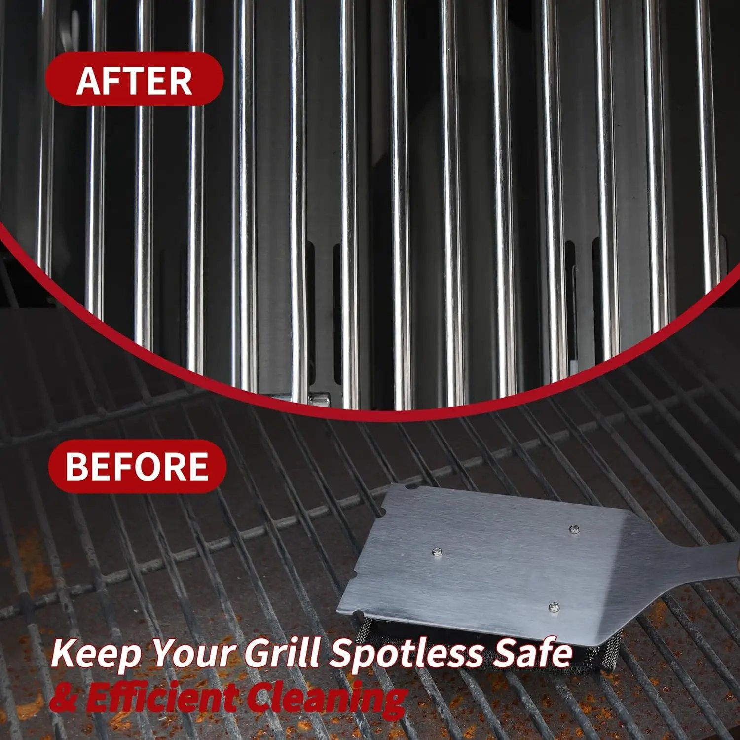 Bristle-Free BBQ Grill Brush & Scraper - Heavy Duty Barbecue Cleaner with Extended Handle‌ by GreenHaven Gardens
