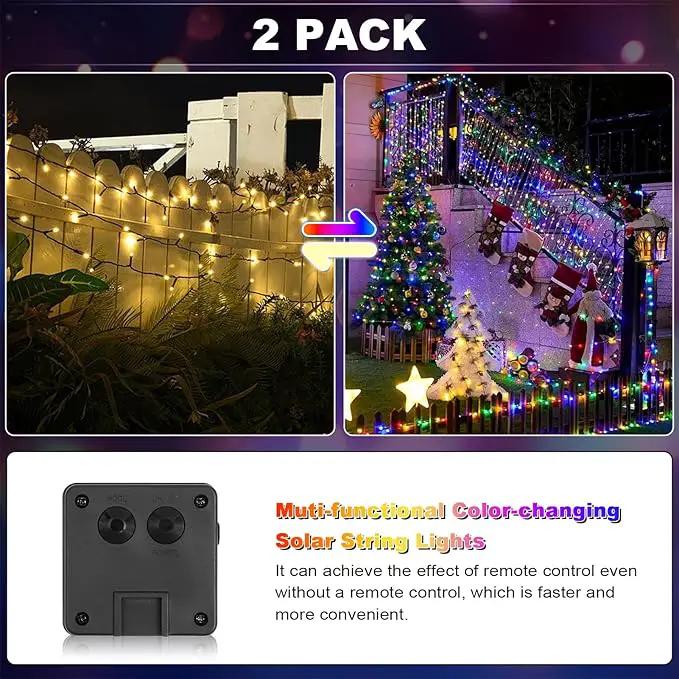 2 Pack 200 LED Solar String Lights, 8 Modes Solar Lights for Outside, Waterproof and Solar Powered Outdoor String Lights for Holiday Christmas Yard Garden Tree Wedding Party (2 Color Changing) by GreenHaven Gardens