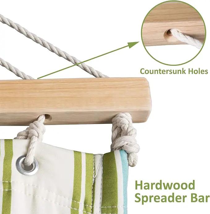 SUNCREAT Portable Double Hammock with Stand, 475 lbs Capacity, Heavy Duty Two Person Hammock with Stand Included, Green Stripe by GreenHaven Gardens