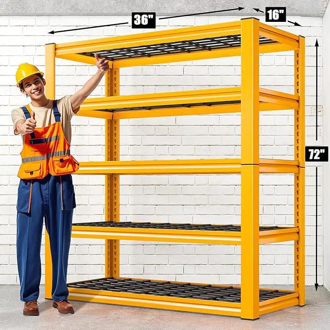 REIBII Garage Shelving Load 3000LBS, 5-Tier Storage Shelves, Adjustable Heavy Duty Metal Shelving Unit for Pantry, Basement, Warehouse, 72" H x 36" W x 16" D by GreenHaven Gardens