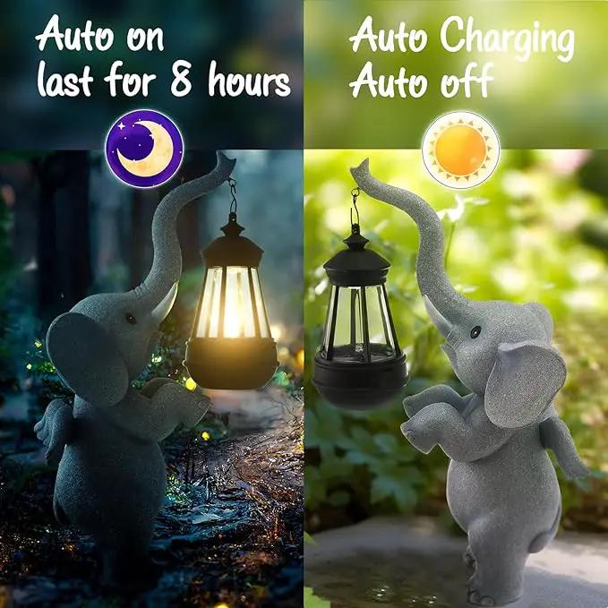 Solar Garden Statues Outdoor Decor,Angel Elephant Statue Outdoor Clearance,Resin Outdoor Statues Garden Decor for Outside Patio Woman Mom Gifts (Angel Elephant) by GreenHaven Gardens