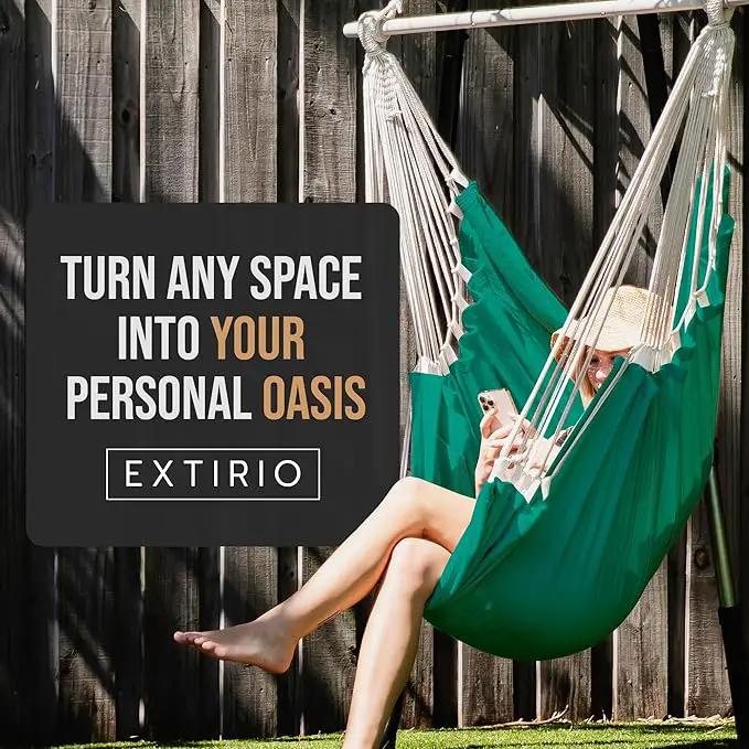 Hanging Hammock Chair Swing – Hanging Chair Outdoor & Indoor - Hammock Swing Chair – Quick & Easy Setup with Hardware Kit – Durable & Spacious Full Body Support – Holds 440 Lbs by GreenHaven Gardens
