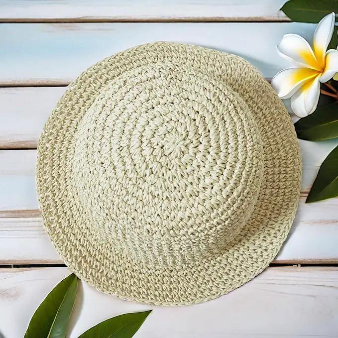Floppy Big Beach Straw Hats for Women Foldable Summer Wide Brim Packable Sun Hat Womens Travel Straw Fedora Hat by GreenHaven Gardens