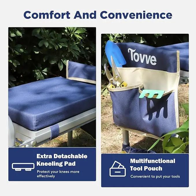 Foldable Garden Kneeler and Seat, Heavy Duty Garden Stool with 10" Wide Detachable Kneeling Pad, Portable Garden Bench Chair with Large Garden Tool Bag, Gardening Gifts for Women, Seniors, Mom by GreenHaven Gardens