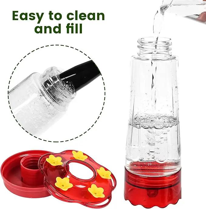 Plastic Hummingbird Feeders for Outdoors Hanging Ant and Bee Proof, 2 Pack 15 Ounces Red Hummingbird Feeder with 5 Feeding Ports and Perches, Built-in Ant Moat, Outside Garden Décor (Plastic, 2) by GreenHaven Gardens