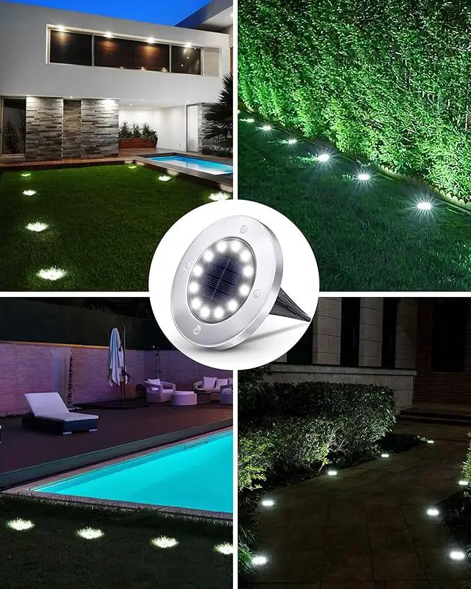 Biling Solar Ground Lights Outdoor 8 Packs, Bright 12 LEDs Solar Lights Outdoor Waterproof, Flat Landscape Lights Solar Powered for Yard Walkway Garden Driveway (White) by GreenHaven Gardens