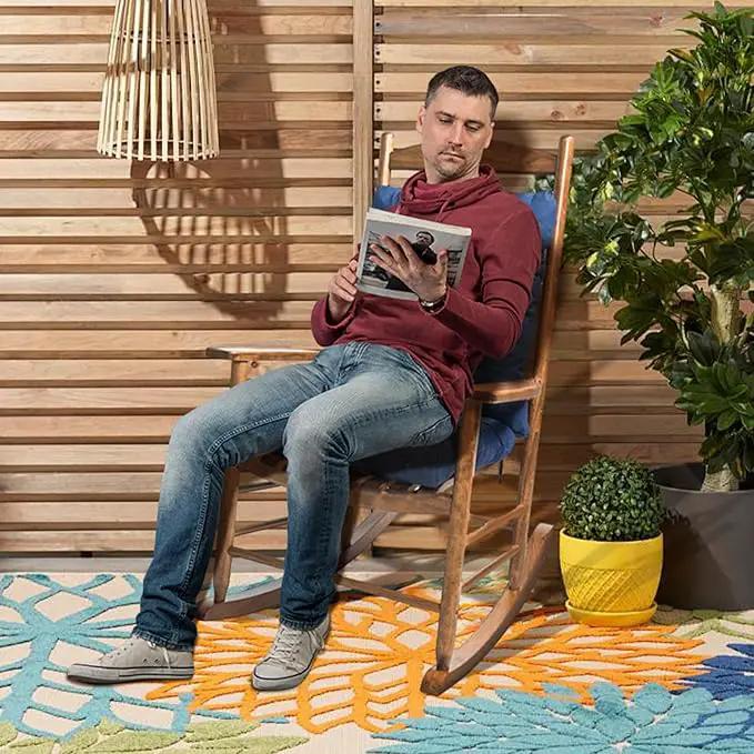Patio Rocking Chair Cushion, 1 Pack Non Slip Back Chair Cushion High Back Indoor Outdoor Chaise Lounger Cushion Seat Pads, Purple by GreenHaven Gardens