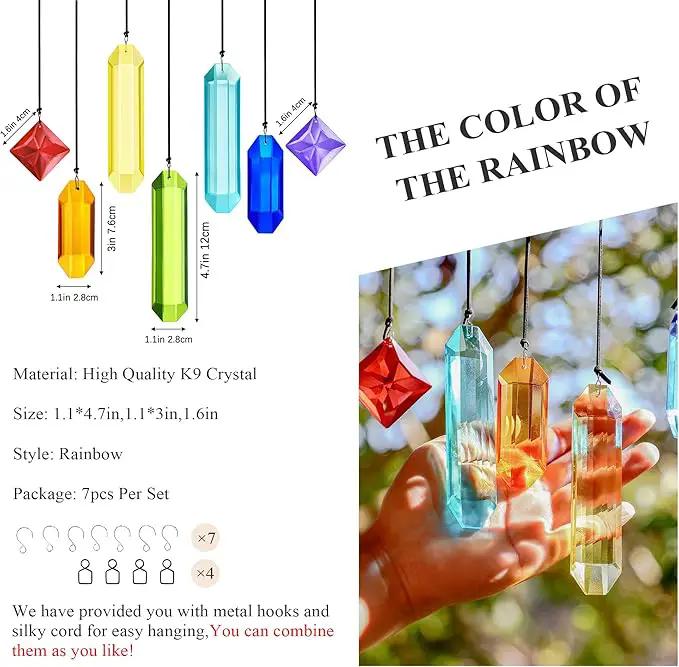 HDCRYSTALGIFTS 7pcs Prisms Crystal Suncatchers for Windows Hanging Rainbow Maker Sun Catchers with Crystals Indoor Outdoor Home Garden Decor by GreenHaven Gardens