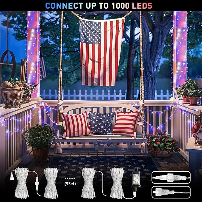 JMEXSUSS Red White & Blue Lights Clear Wire, 66 Ft 200 LED 4th of July Decorations String Lights Plug in, Christmas Lights for Independence Day Celebration Party Memorial Day Patriotic Holidays Decor by GreenHaven Gardens