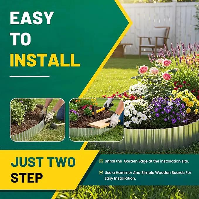 Corrugated Metal Garden Edging, 6"×20Ft Durable Landscape Border for Garden, Lawn, Flower Beds and Paver Edging (Silver) by GreenHaven Gardens