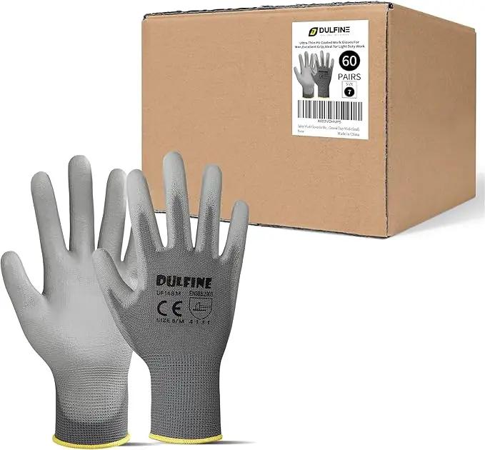 DULFINE Safety Work Gloves for Men PU Coated 60 Pairs Bulk Pack,Grey Seamless Knit Glove with thin Polyurethane Coated Smooth Grip on Palm & Fingers,Ideal for General Duty Work (Extra Large) by GreenHaven Gardens