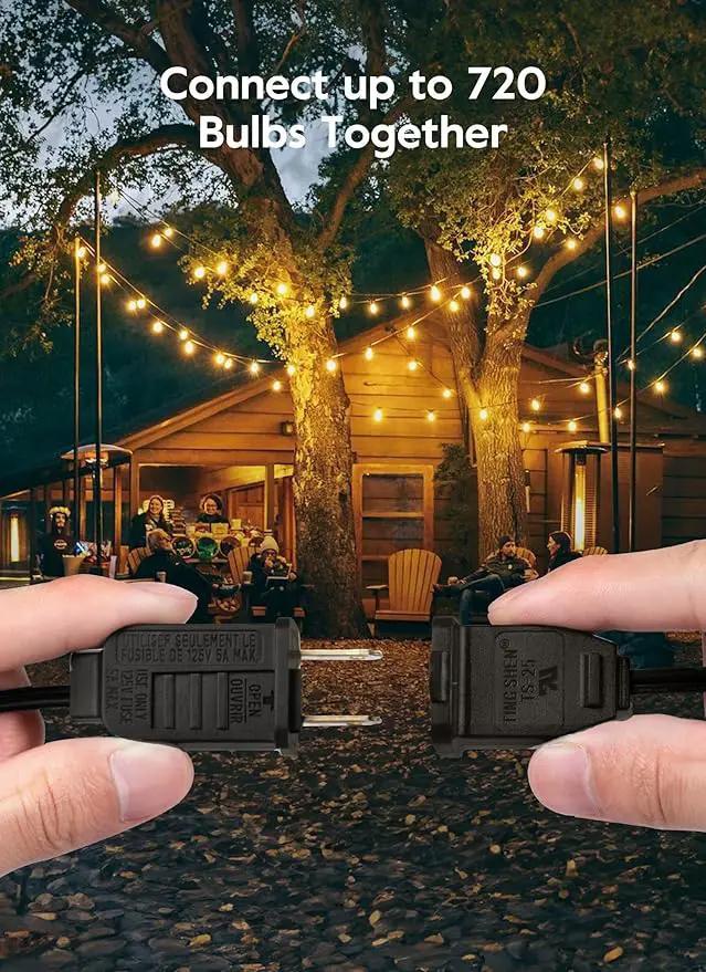 Brightown Outdoor String Lights - Connectable Dimmable LED Patio String Lights with G40 Globe Plastic Bulbs, All Weatherproof Hanging Lights for Outside Backyard Porch (50 ft - 25 LED Bulbs) by GreenHaven Gardens