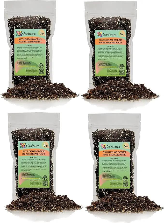 Fern + Perlite Soil Mix - 10 Quart - for Repotting and Planting Succulents and Cactuses (4 Bags of 5 Quart) by GreenHaven Gardens