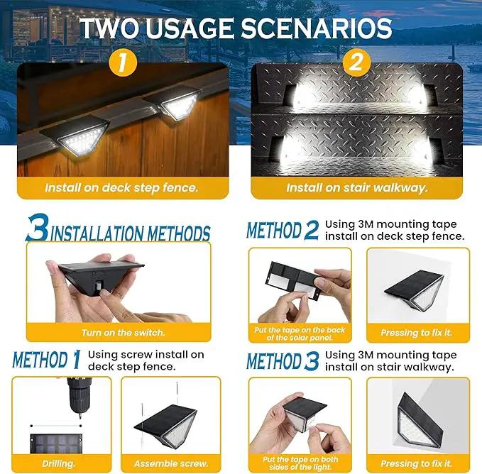 SOLPEX Solar Step Lights for Outside, 24 LEDs Solar Stair Lights Outdoor Waterproof Decor for Porch, Front Door, Stair, Step, Deck, Fence, Balcony, Patio, Wall, Yard, Garden(12 Pack, Cold White) by GreenHaven Gardens