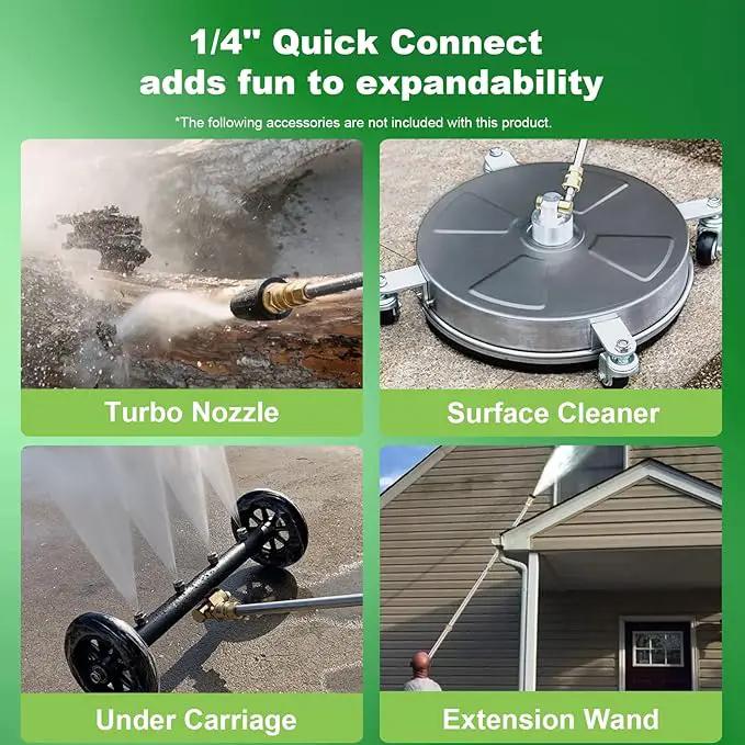 Electric Pressure Washer 5000PSI 4.0GPM Power Washers with M22-14mm Pressure Hose 33FT, Power Sprayers High Pressure with 1/4" QC Compatible Surface Cleaner for Home Cars Driveways, LGreen by GreenHaven Gardens