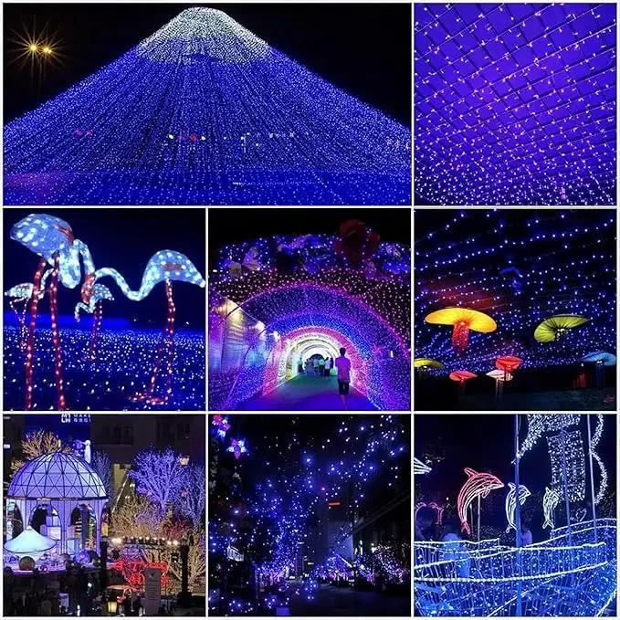 EEW 2-Pack 200 LED Solar String Lights Outdoor, Solar Christmas Lights with 8 Lighting Modes, Waterproof Green Wire Solar Tree Lights for Outside Xmas Wedding Party Garden Patio Decorations (Blue) by GreenHaven Gardens