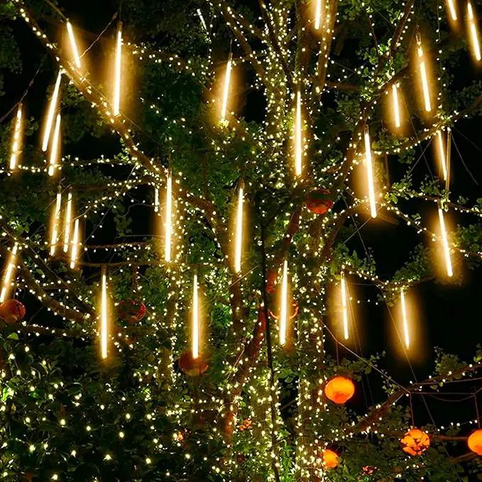 Solar Meteor Shower Lights Outdoor - 576 LED Rain Drop Lights with 16 Tubes, 16 Inches - Solar Powered Christmas Decorations for Tree Bushes Holiday Party Christmas Decor, Warm White by GreenHaven Gardens