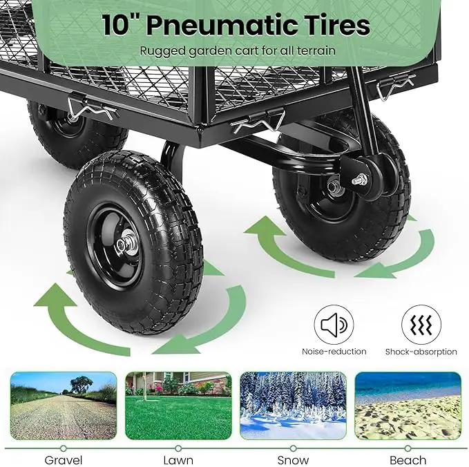 Homdox MAX 880LB Garden Cart, Heavy Duty Garden Wagon, Mesh Foldable Garden Cart, Pullable Gardens Wagon with 180° Rotating Handle, Collapsible Garden Carts for Yard Beach Farm, Black with Bag by GreenHaven Gardens