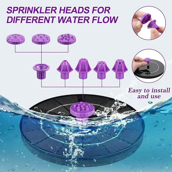 3.5W Solar Bird Bath Fountain Pump, Solar Powered Water Pump, Outdoor Water Fountain Pump with 8-in-1 Nozzles, 4 Fixed Pipes for Hummingbirds, Garden, Pool, Pond by GreenHaven Gardens
