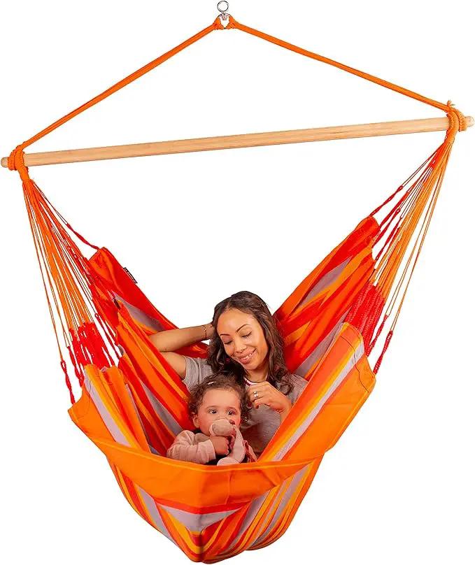 LA SIESTA® - XL King Domingo Hammock Swing Chair - Weather & Tear Resistant Hanging Hammock Chair - Indoor Outdoor Hammock Chair Swing - Hanging Chair for Patio Porch Bedroom - Max 355 Lbs, Toucan by GreenHaven Gardens
