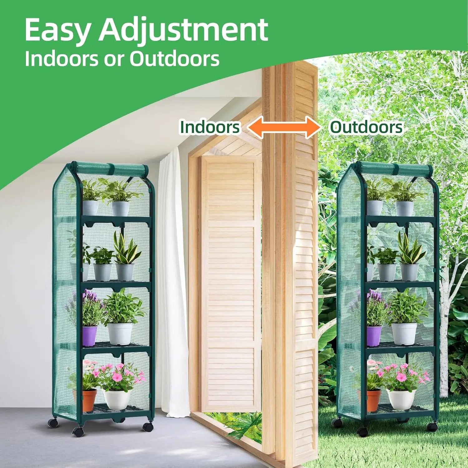 Ohuhu Mini Greenhouse for Indoor Outdoor, Small Plastic Plant Green House with Locking Wheels Portable Greenhouses with Durable Cover for Seedling, Ideal Gardening Gifts for Women Men Green by GreenHaven Gardens
