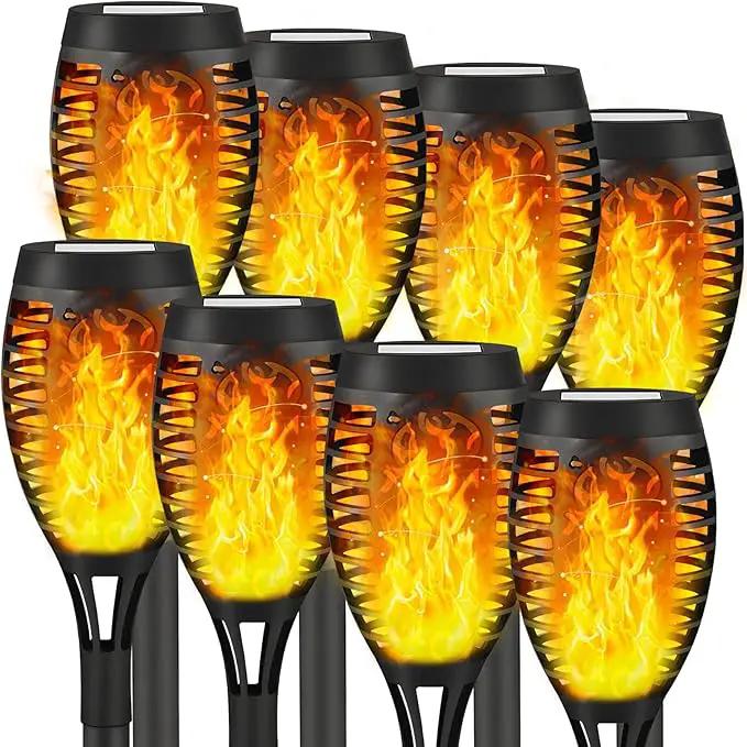 8 Pack Solar Tiki Torches, Flickering Flame Garden Decor, Waterproof LED Torches for Outside Patio Yard (Yellow) by GreenHaven Gardens