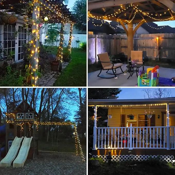 JMEXSUSS 4 Pack 100 LED Solar Fairy Lights, 33ft Warm White Solar String Lights Outdoor Waterproof, 8 Modes Copper Wire Solar Twinkle Lights for Garden Yard Tree Wedding by GreenHaven Gardens