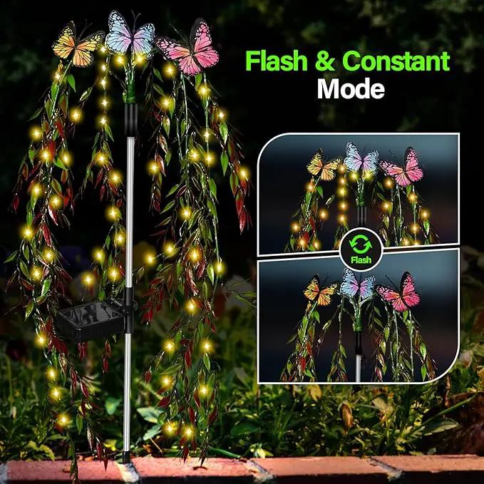 Outdoor Solar Lights for Yard Decorative, 69LED Tree Swaying Solar Garden Lights Outside Waterproof, Flower Solar Power Fairy Light Butterfly Decor for Patio Lawn Landscape Decorations by GreenHaven Gardens