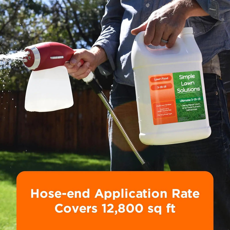 Ultimate 3-18-18 Lawn Food Liquid Fertilizer- Easy to Use Concentrated Spray- Any Grass Type- Summer & Fall - Simple Lawn Solutions- Turf Hardiness & Root Vigor- Phosphorus and Potassium (1 Gallon) by GreenHaven Gardens