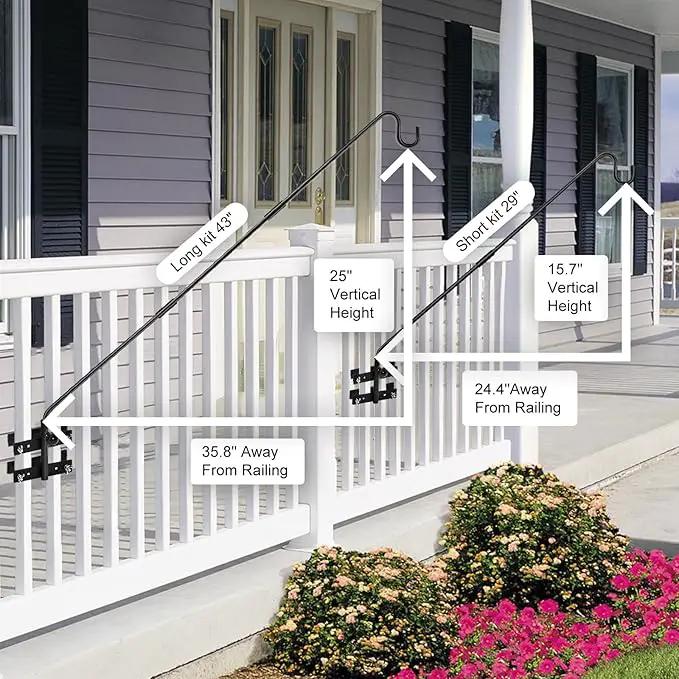 Heavy Duty Deck Hook-Deck Railing Plant Hanger, 29 to 43 Inch Extended Bird Feeder Hanger W/Double Clamps,Versatile Deck Shepherd Hook for Hanging Bird Feeders,Lanterns,Planters etc. by GreenHaven Gardens