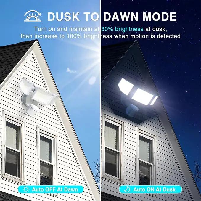 85W LED Security Lights Motion Sensor Light Outdoor, 8500LM Dusk to Dawn, IP65 Waterproof, 6500K, 3 Head Motion Detected Flood Light, Floodlight for Outside, Garage, Yard, Porch (White) by GreenHaven Gardens