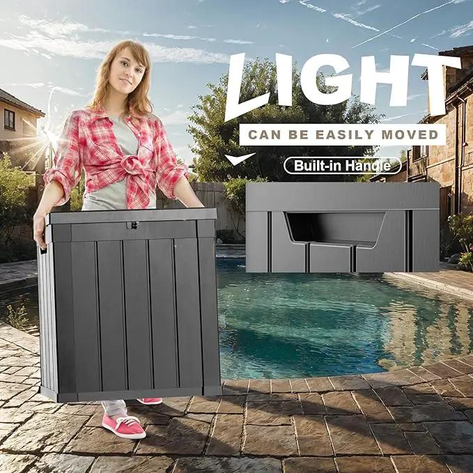 51 Gallon Resin Deck Box, Lockable Patio Outdoor Storage Box for Furniture, Garden Tools and Tools Storage, Waterproof Outside Storage Boxes - Black by GreenHaven Gardens