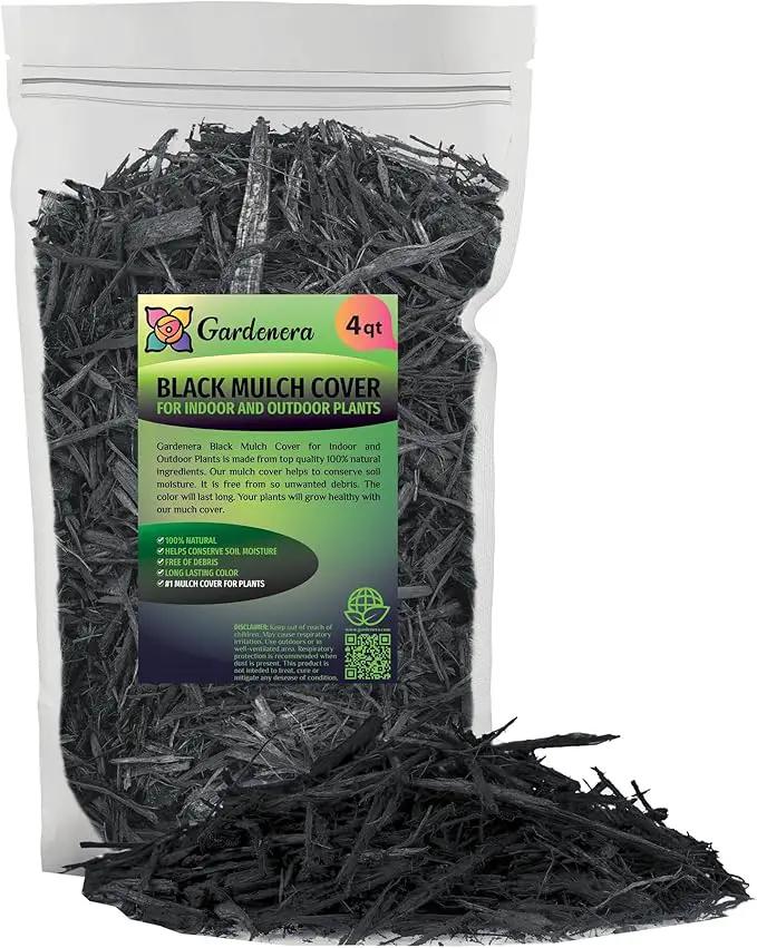 Black Mulch - Retain Moisture and Promote Healthy Root Growth in Your Landscape - 4 QUARTS by GreenHaven Gardens