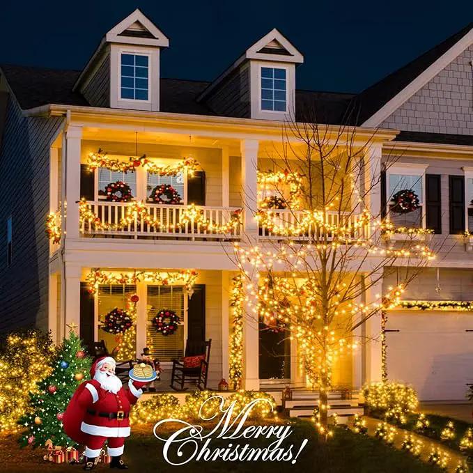 2 Pack 200 LED Solar Christmas Lights - 75.5 Ft Warm White Outdoor String Lights, 8 Modes for Outside Christmas Tree, Garden, Patio, Tree, Valentines by GreenHaven Gardens
