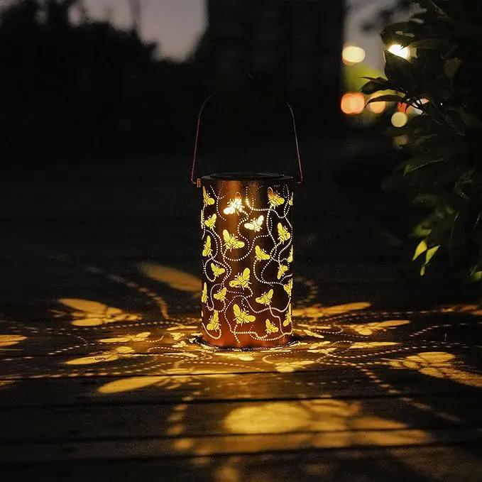 Solar Honeybee Lanterns Outdoor Hanging Decor Lantern,Waterproof Hollow Out Retro Metal Decorative Garden Light,Graceful Decoration for Patio,Yard,Landscape,Walkway,Festival by GreenHaven Gardens
