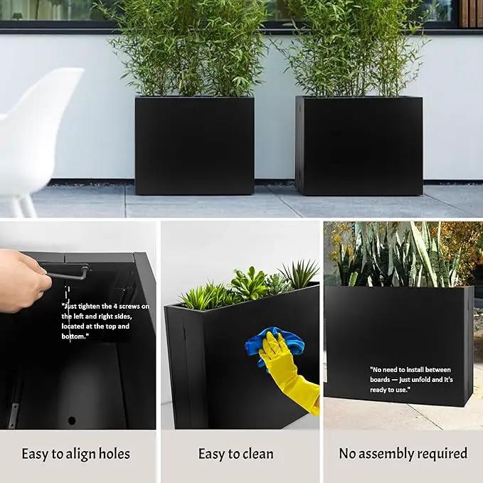 Metal Rectangular Planter, 35.5"x 10"x 28" Black Planter Box for Outdoor, Easy Installation Galvanized Steel Planter with Drainage Holes, Outdoor Planter for Porch/Patio/Garden by GreenHaven Gardens