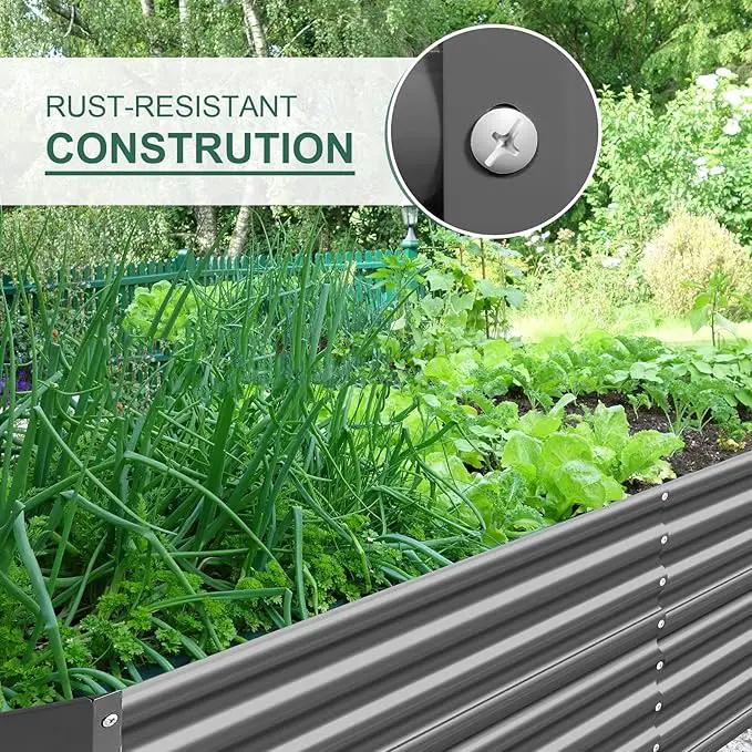 Land Guard 6×3×2 ft Galvanized Raised Garden Bed Kit, Galvanized Planter Raised Garden Boxes Outdoor, Large Metal Raised Garden Beds for Vegetables(Grey)… by GreenHaven Gardens