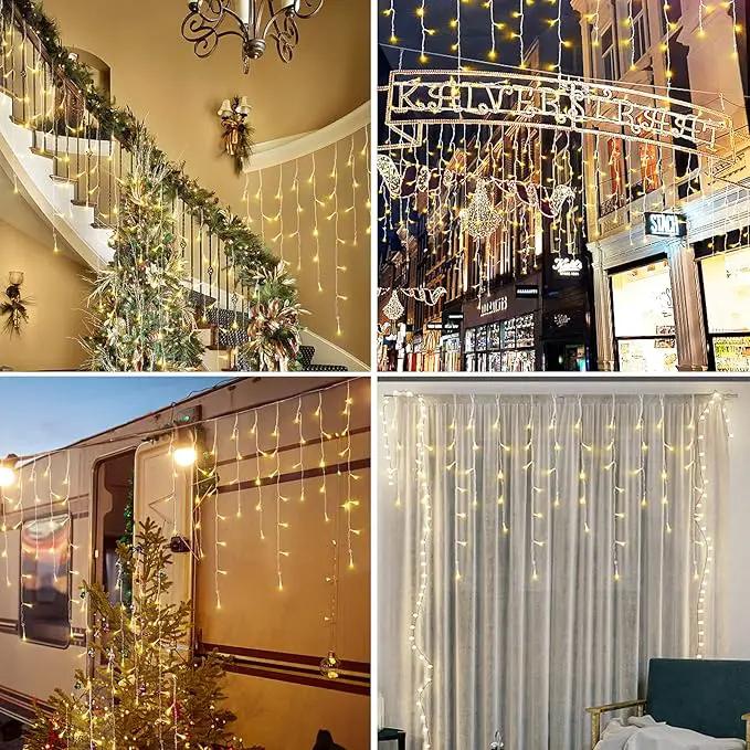 DDMY Christmas Lights Outdoor Decorations 416 LEDs 34 FT 8 Modes Curtain String Light with 78 Drops, Waterproof Clear Wire LED Light for Christmas Party Decor, House, Garden, Yard Decoration by GreenHaven Gardens